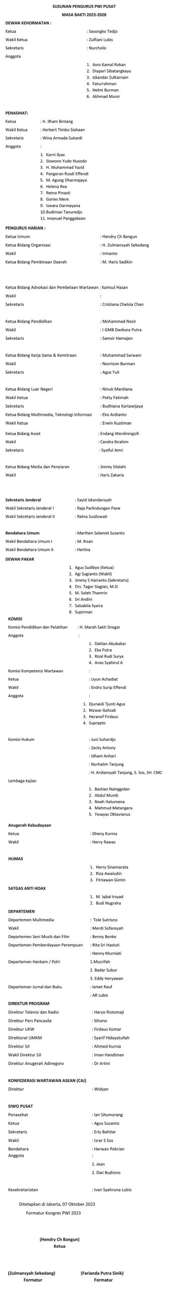 pengurus pwi