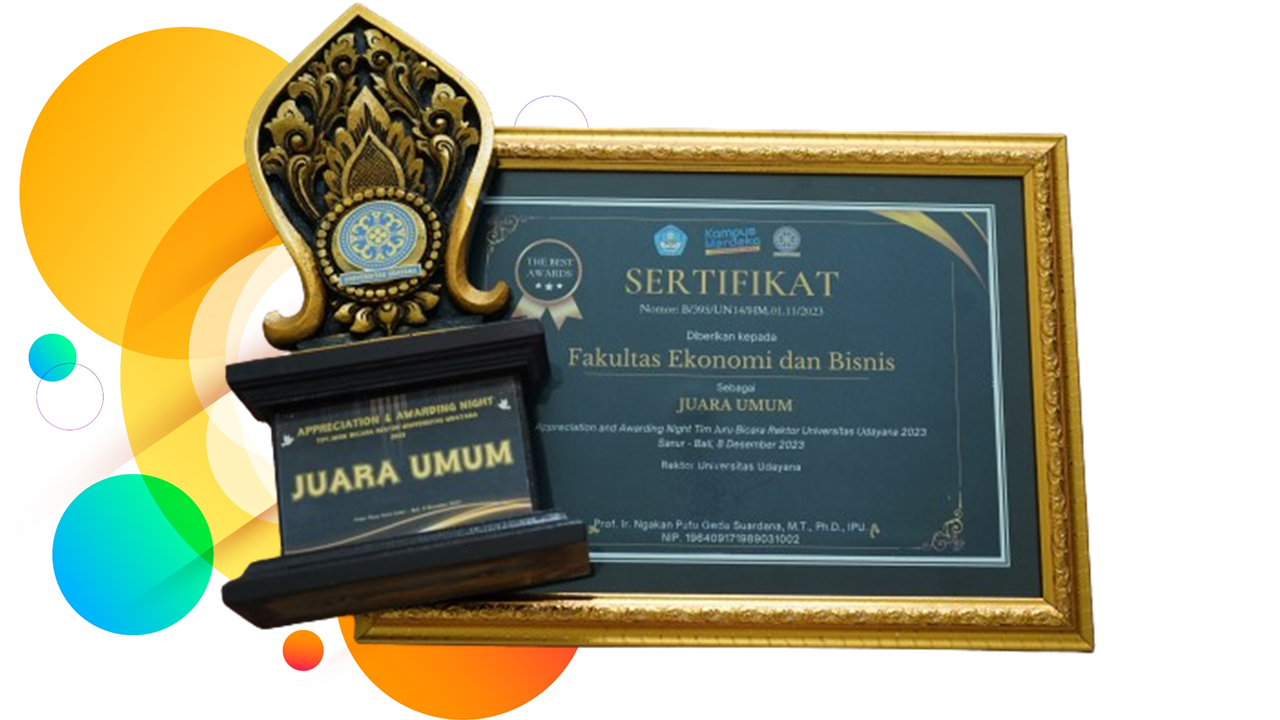 penghargaan FEB Unud pada awarding night tim jubir rektor