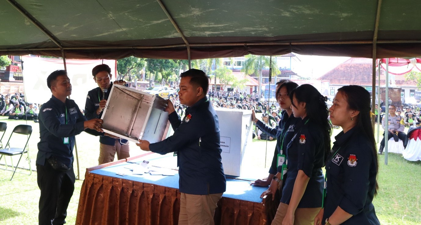 simulasi pengamanan tps polres gianyar