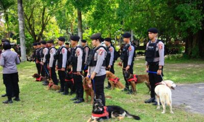 datasmen K9 Polri saat melakukan pengamanan di WWF Bali