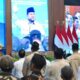 Presiden Prabowo Subianto memberikan pidato usai memimpin panen raya serentak di Kabupaten Malang, Jawa Timur.