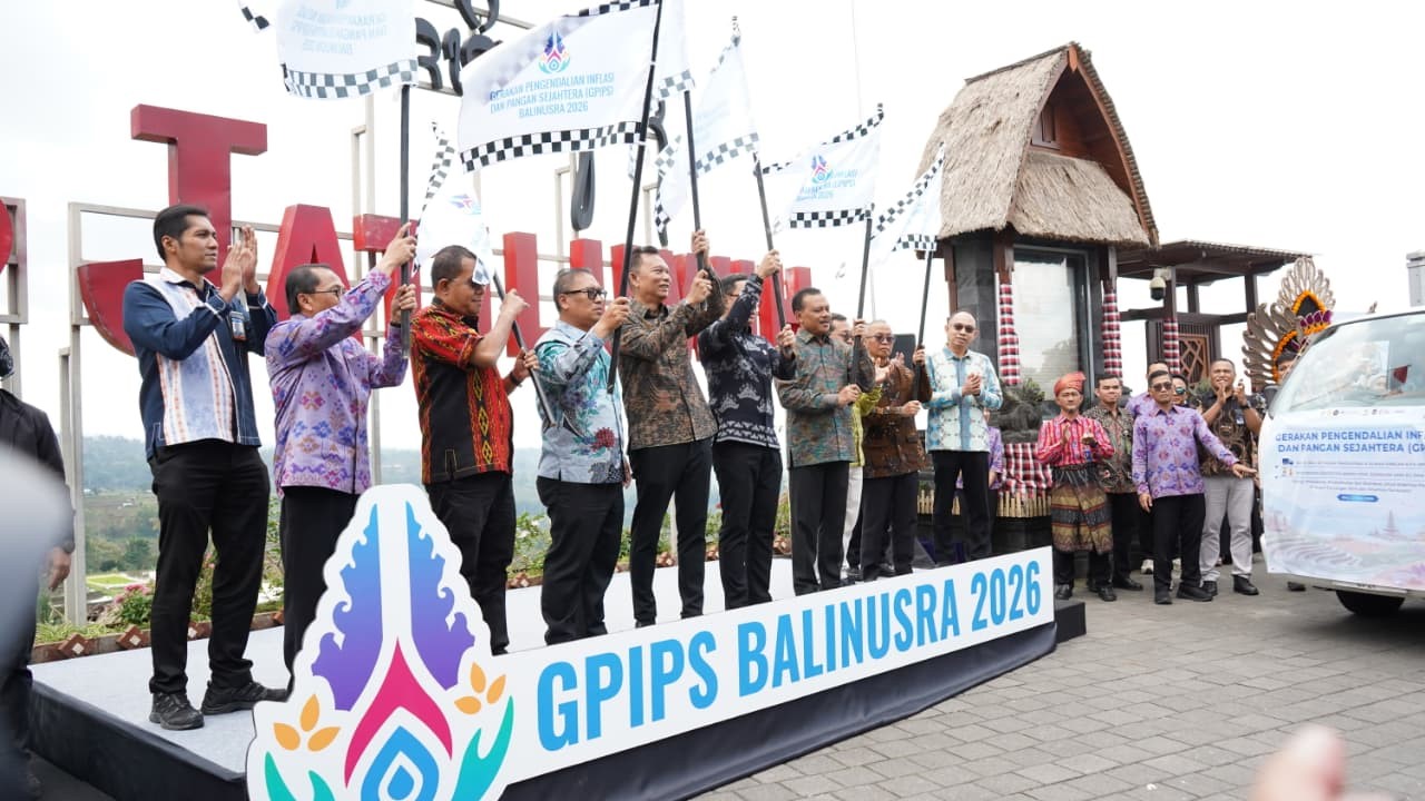 Sekretaris Daerah Provinsi Bali Dewa Made Indra menghadiri Gerakan Pengendalian Inflasi dan Pangan Sejahtera 2026 di DTW Subak Jatiluwih, Tabanan