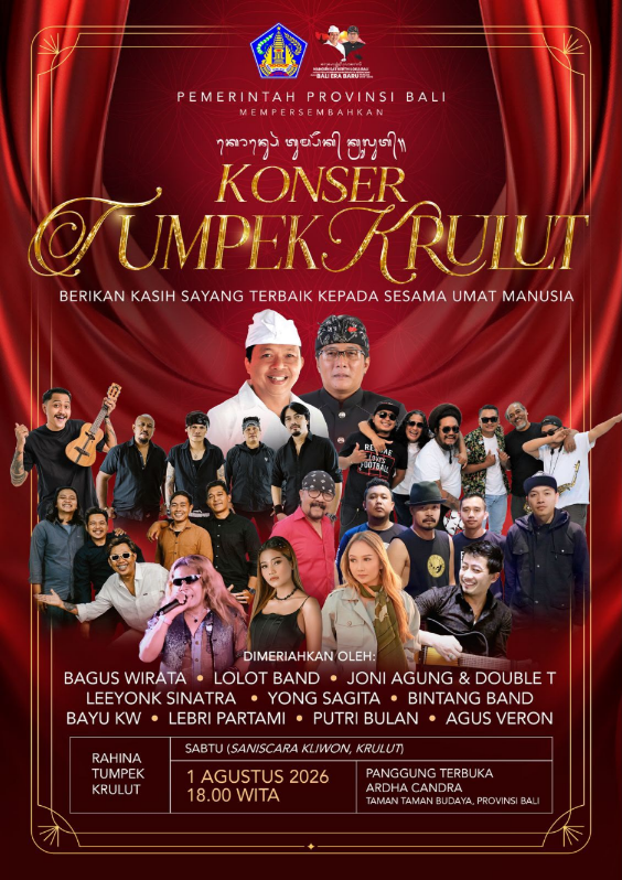 Konser Tumpek Krulut di Panggung Terbuka Ardha Candra, Taman Budaya Provinsi Bali, dalam rangka pelayanan kesehatan gratis se-Bali.