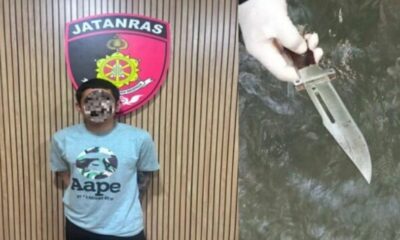 Terduga pelaku pembunuhan Nyoman Cita beserta barang bukti yang diamankan Resmob Polda Bali dan Polres Klungkung.