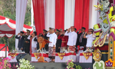 Gubernur Bali Wayan Koster memimpin upacara peringatan HUT Ke-81 Kemerdekaan RI di Lapangan Niti Mandala Renon, Denpasar.