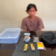 Terduga pelaku pengedar narkotika ganja bersama barang bukti yang diamankan Satresnarkoba Polresta Denpasar.