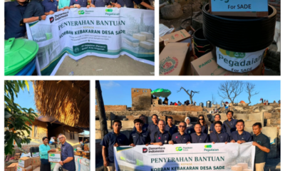 Penyaluran bantuan PT Pegadaian bagi korban kebakaran Desa Adat Sade, Kecamatan Pujut, Kabupaten Lombok Tengah.