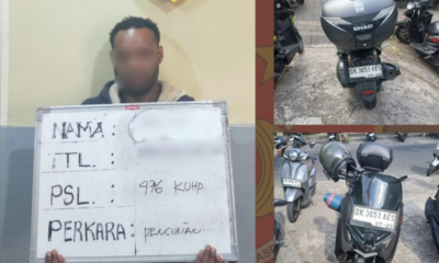 Unit Reskrim Polsek Denpasar Timur mengamankan pelaku pencurian sepeda motor Yamaha NMax di kawasan Lapangan Bajra Sandhi, Denpasar Timur.