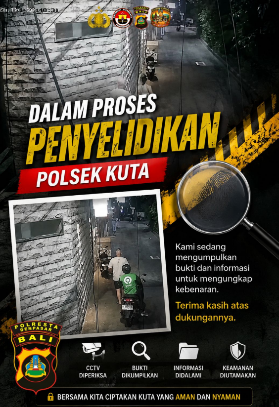 Tangkapan layar video dugaan aksi penjambretan kalung emas dengan korban warga negara Australia yang viral di media sosial di kawasan Legian, Kuta, Badung.