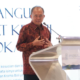 Gubernur Bali Wayan Koster memberikan sambutan Aksi Iklim Bali dalam Indonesia Carbon and Biodiversity Summit 2026 di Nusa Dua.