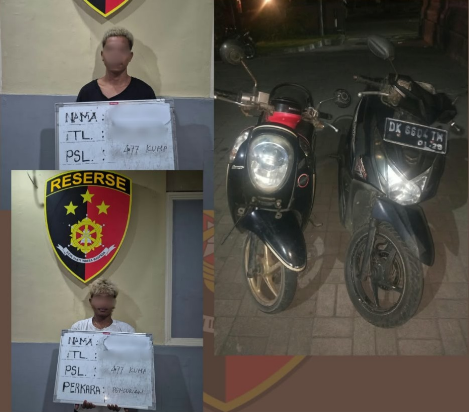 Dua Terduga Pelaku Curanmor Diamankan di Renon