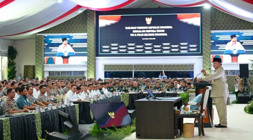Presiden Prabowo Sampaikan Taklimat kepada Perwira Tinggi TNI-Polri