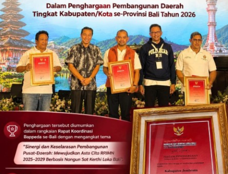 Jembrana Raih Terbaik I Penghargaan Pembangunan Daerah