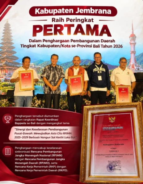 Jembrana Raih Terbaik I Penghargaan Pembangunan Daerah